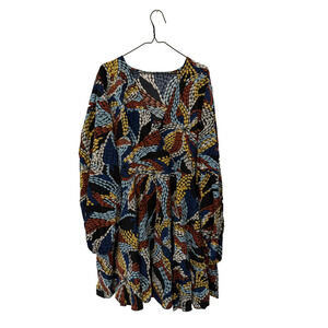 Voluminous Dress Womens Long Sleeve Large‎ Boho Floral Print Flowy Midi Fall